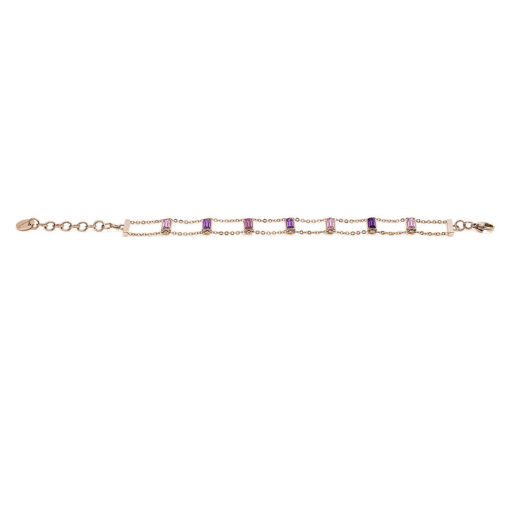 Bracciale donna Brosway Symphony BYM17 realizzato in acciaio 316l, pvd oro rosa e cristalli swarovski® amethyst e light amethyst. Misura: 190 mm. Peso: 6,8 gr.