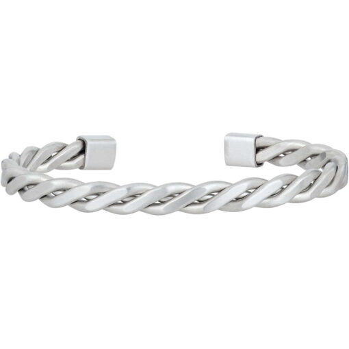 Bracciale uomo Breil Twine TJ2251 modello rigido realizzato in acciaio lucido intrecciato.