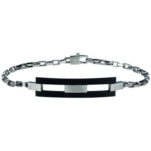 Bracciale uomo Breil Cluster TJ2830 con catena in acciaio lucido con elemento in ip black satinato e un elemento centrale in acciaio lucido. Chiusura a moschettone. Lunghezza minima: 17cm lunghezza massima: 22cm.