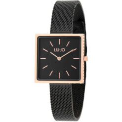 Orologio donna Liujo Glamour Square TLJ1559 modello solo tempo con cassa in acciaio inossidabile di colore gold rose. Cassa quadrata del 26x26 mm. Quadrante di colore nero e vetro minerale. Cinturino in acciaio inossidabile nero. Resistenza all'acqua di 3 atm.