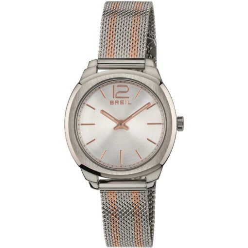 Orologio donna Breil Clubs TW1716 solo tempo con cassa in acciaio del diametro di 32mm, quadrante silver con dettagli ip rose, sfere ip rose con luminous, vetro minerale e bracciale in acciaio maglia milanese con strisce verticali ip rose e con chiusura regolabile. Orologio con movimento epson vj20 e resistenza all'acqua di 5 atm.