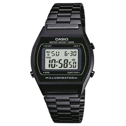 Orologio unisex Casio B640WB-1ADF  Tipo di vetro resina Tipo di quadrante digitale Materiale della cassa resina Diametro della cassa 35 mm Spessore della cassa 8 mm Materiale del cinturino acciaio_inox Larghezza cinturino 18 mm Colore cinturino nero Colore quadrante nero Peso 180 grammi Tipo di meccanismo Automatico. 