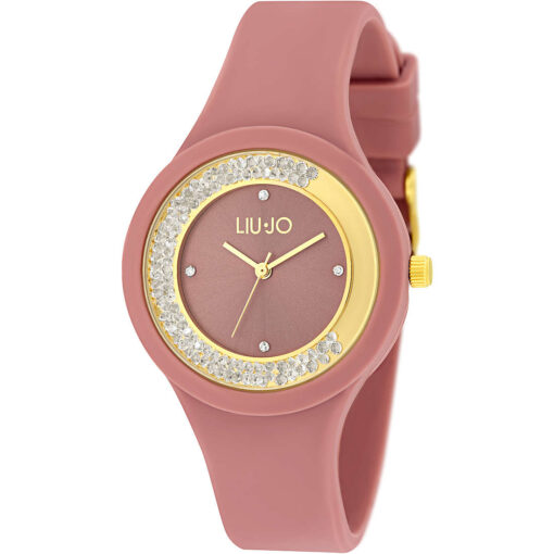 Orologio donna Liujo Dancing Sport Rosa Gold TLJ1426 Realizzato con cassa in acciaio inossidabile di colore gold e del diametro di 38 mm. Vetro minerale e quadrante di colore nude con cristalli sciolti nella lunetta. Cinturino in silicone di colore nude. Resistenza all'acqua di 3 atm e movimento quartz seiko pc21.