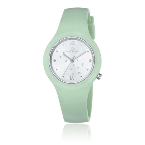 Orologio donna Luca Barra BW300 Orologio in silicone verde cassa in PVC verde  quadrante silver con cristalli bianchi dettagli silver diametro cassa: 35 mm movimento Miyota impermeabilità 5 ATM. 