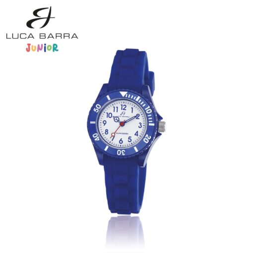 Orologio bambino Luca Barra BW292  Orologio da bambino in silicone blu cassa in PVC blu quadrante bianco ghiera blu dettagli blu e bianchi diametro cassa: 28 mm movimento Miyota impermeabilità 5 ATM.