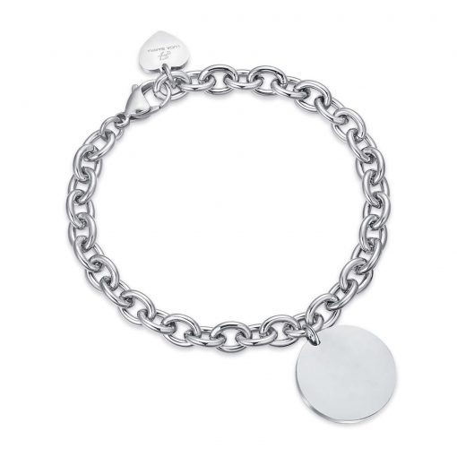 Bracciale donna Luca Barra BK2077 Realizzato in acciaio anallergico. Possibilità di incisione, richiedere nelle note aggiuntive dopo avere confermato l'ordine. Prezzo incisione 5,00€. Lunghezza: 21 cm. Misura plancia: 20 mm.