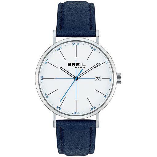 Orologio uomo Breil Gently EW0546 Diametro cassa: 41MM Tipo movimento: SOLO TEMPO - 3H Colore quadrante:  BIANCO Calendario Si Tipo vetro MINERALE Tipo orologio QUARZO Movimento VJ52 TIME MODULE Colore cinturino:  BLU Materiale cinturino:  PELLE Lunghezza Min: 15,5CM Lunghezza Max: 21CM Larghezza cinturino: 2CM Tipo di chiusura: FIBBIA