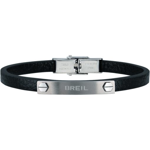 Bracciale uomo Breil Bridge TJ3096 Il bracciale da uomo Bridge è in morbida pelle nera. Un elemento in acciaio satinato è posizionato al centro, decorato da due viti laterali. Il logo Breil, inciso, è ben visibile. Casual con stile. Lunghezza max: 22,50cm.