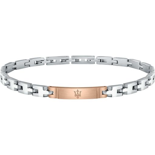 Bracciale uomo Maserati JM121ATK10 Misura: 22cm, Colore: Silver, Rose-gold, Materiale: Acciaio, Peso: 24 gr. 