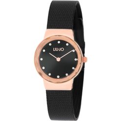 Orologio donna Liujo Aurora Nero e Gold RosèTLJ1861 Cassa da 26mm realizzata in acciaio rosa con quadrante nero. Cinturino in maglia milano nero, Resistente all’acqua 3atm. Movimento Al Quarzo.