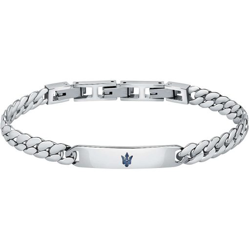 Bracciale uomo Maserati JM222AVD05 Realizzato in acciaio anallergico, Misura: 22cm, Colore: Acciaio. Peso: 18 gr. Certificato di autenticità: Sì. Confezione: Originale Maserati.