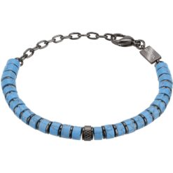 Bracciale uomo Breil B Fence TJ3145 Realizzato in acciaio anallergico, e dischetti in turchese, con il centrale in pietra dura nera, significato di protezione e saggezza.  Lunghezza minima: 17,50cm.  Lunghezza massima: 22,50cm. 