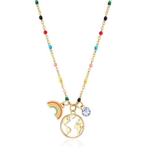 Collana donna Brosway Chakra BHKN059 Realizzata in acciaio dorato anallergico. Lunghezza collana: da 43 a 49cm. Smalti: Colorati.  Pietre: Cristalli bianchi. Confezione: Originale Brosway. Garanzia: 2 anni Ufficiale Brosway.