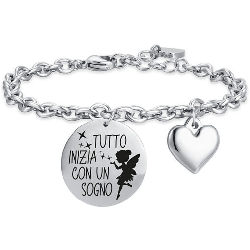 Bracciale donna Luca Barra BK2377 Realizzato in acciaio anallergico. Scritta: “Tutto inizia con un sogno”. Lunghezza Bracciale: 16+3cm. Confezione: Originale Luca Barra. Garanzia: 2 anni Ufficiale Luca Barra.