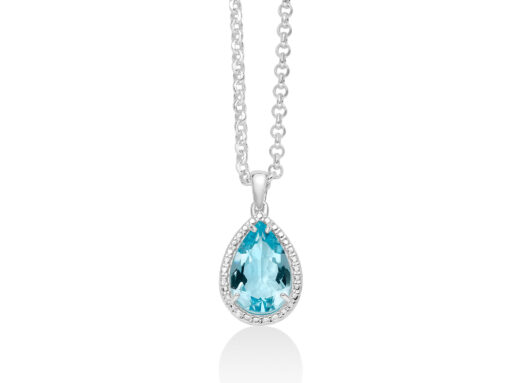 Collana donna Miluna Gemma del Cielo CLD4348 Realizzato in argento, 925/1000 Lunghezza collana: 42+3cm. Pietra: Topazio. Taglio: Goccia. Caratura Topazio: 6,50ct.