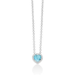 Collana donna Miluna Gemma del Cielo CLD4367 Realizzato in argento, 925/1000 Lunghezza collana: 42+3cm. Pietra: Topazio. Taglio: Cuore. Caratura Topazio: 1,00ct.