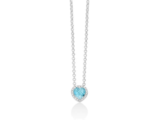 Collana donna Miluna Gemma del Cielo CLD4367 Realizzato in argento, 925/1000 Lunghezza collana: 42+3cm. Pietra: Topazio. Taglio: Cuore. Caratura Topazio: 1,00ct.