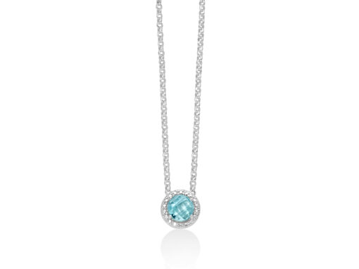 Collana donna Miluna Gemma del Cielo CLD4368 Realizzato in argento, 925/1000 Lunghezza collana: 42+3cm. Pietra: Topazio. Taglio: Tondo. Caratura Topazio: 1,00ct.