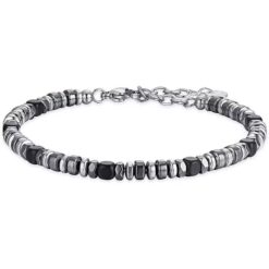 Bracciale uomo Luca Barra BA1515 Materiale: Acciaio, ematite grigia e nera. Lunghezza: Regolabile da 18 a 21cm. Garanzia: 2 anni ufficiale Luca Barra.