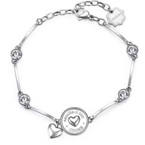 Bracciale donna Brosway Chakra BHKB039 Materiale: Acciaio anallergico, cristalli bianchi. Lunghezza: 18,50cm. Garanzia: 2 anni ufficiale Brosway.