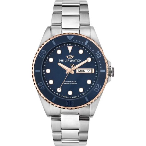 Orologio uomo Philip Watch Caribe R8223597033 Movimento: Automatico. Diametro Cassa: 42mm. Vetro: zaffiro antiriflesso. Water Resistant: 30atm. Chiusura: Fibbia diver c, pulsanti, blocco di sicurezza. Confezione: Originale Philip Watch. Garanzia: 2 anni Ufficiale Philip Watch.