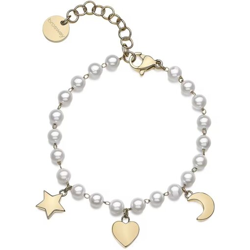 Bracciale donna Brosway Chant BAH86 Realizzato in acciaio dorato anallergico, perle.  Lunghezza: 18cm. Garanzia: 2 anni Ufficiale Brosway. Confezione: Originale Brosway.