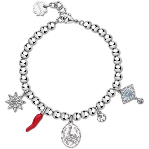 Bracciale donna Brosway Chakra BHKB148 Materiale: Acciaio anallergico, cristalli bianchi, smalto.  Lunghezza: 18,5cm. Garanzia: 2 anni ufficiale Brosway. Confezione: Originale Brosway. 