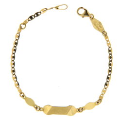 Bracciale Bimbo da Incisione in Oro Giallo 18KT (750) BRB12 Questo gioiello fa parte di tutta quella merce in Oro 18kt, realizzata o venduta nel nostro store! La vendita di gioielli in Oro 18kt è uno dei nostri punti forti da molti anni, tutta la nostra merce è accompagnata dal certificato di garanzia, il punzone 750. L'anellino presente nel terminale del bracciale consente di regolare la misura del bracciale. Lunghezza: 14,50cm. Dimensione Targa: 1,60cm X  0,04cm. Garanzia: Laboratorio Orafo Taormina Gioielli. Confezione: Confezione Taormina Gioielli.