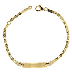 Bracciale Bimbo da Incisione in Oro Giallo 18KT (750) BRB5 Questo gioiello fa parte di tutta quella merce in Oro 18kt, realizzata o venduta nel nostro store! La vendita di gioielli in Oro 18kt è uno dei nostri punti forti da molti anni, tutta la nostra merce è accompagnata dal certificato di garanzia, il punzone 750. L'anellino presente nel terminale del bracciale consente di regolare la misura del bracciale. Lunghezza: 14,00cm. Dimensione Targa: 1,60cm X  0,04cm. Garanzia: Laboratorio Orafo Taormina Gioielli. Confezione: Confezione Taormina Gioielli.