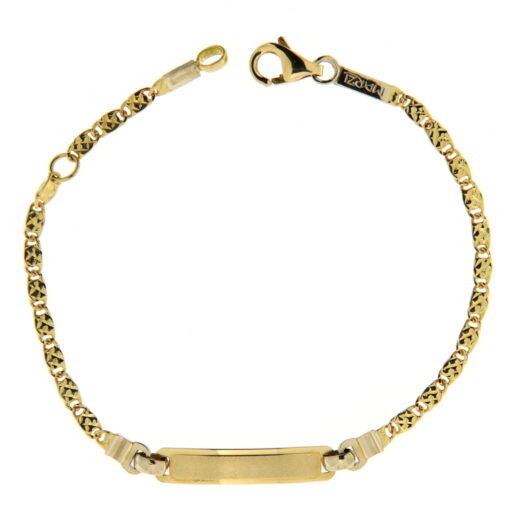 Bracciale Bimbo da Incisione in Oro Giallo 18KT (750) BRB5 Questo gioiello fa parte di tutta quella merce in Oro 18kt, realizzata o venduta nel nostro store! La vendita di gioielli in Oro 18kt è uno dei nostri punti forti da molti anni, tutta la nostra merce è accompagnata dal certificato di garanzia, il punzone 750. L'anellino presente nel terminale del bracciale consente di regolare la misura del bracciale. Lunghezza: 14,00cm. Dimensione Targa: 1,60cm X  0,04cm. Garanzia: Laboratorio Orafo Taormina Gioielli. Confezione: Confezione Taormina Gioielli.