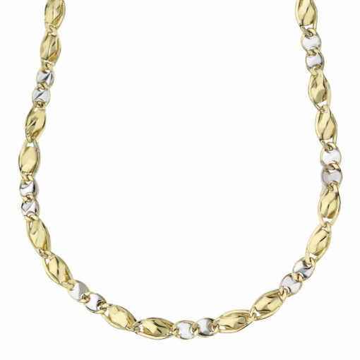 Collana uomo Cerini Oro Bicolore 18KT (750) Questo gioiello fa parte di tutta quella merce in Oro 18kt, realizzata o venduta nel nostro store! La vendita di gioielli in Oro 18kt è uno dei nostri punti forti da molti anni, tutta la nostra merce è accompagnata dal certificato di garanzia e dal punzone 750. Lunghezza Collana: 50cm. Garanzia: Laboratorio Orafo Taormina Gioielli. Confezione: Confezione Taormina Gioielli.