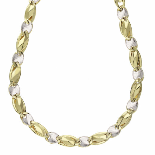 Collana uomo Cerini Oro Bicolore 18KT (750) Questo gioiello fa parte di tutta quella merce in Oro 18kt, realizzata o venduta nel nostro store! La vendita di gioielli in Oro 18kt è uno dei nostri punti forti da molti anni, tutta la nostra merce è accompagnata dal certificato di garanzia e dal punzone 750. Lunghezza Collana: 50cm. Garanzia: Laboratorio Orafo Taormina Gioielli. Confezione: Confezione Taormina Gioielli.