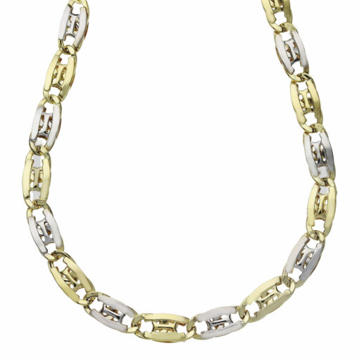 Collana uomo Cerini Oro Bicolore 18KT (750) Questo gioiello fa parte di tutta quella merce in Oro 18kt, realizzata o venduta nel nostro store! La vendita di gioielli in Oro 18kt è uno dei nostri punti forti da molti anni, tutta la nostra merce è accompagnata dal certificato di garanzia e dal punzone 750. Lunghezza Collana: 50cm. Garanzia: Laboratorio Orafo Taormina Gioielli. Confezione: Confezione Taormina Gioielli.