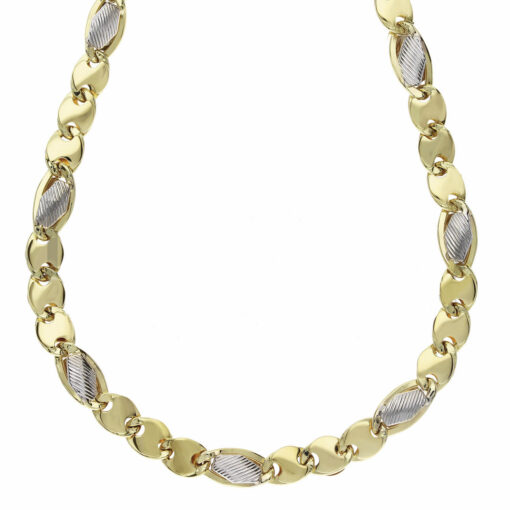 Collana uomo Cerini Oro Bicolore 18KT (750) Questo gioiello fa parte di tutta quella merce in Oro 18kt, realizzata o venduta nel nostro store! La vendita di gioielli in Oro 18kt è uno dei nostri punti forti da molti anni, tutta la nostra merce è accompagnata dal certificato di garanzia e dal punzone 750. Lunghezza Collana: 50cm. Garanzia: Laboratorio Orafo Taormina Gioielli. Confezione: Confezione Taormina Gioielli.