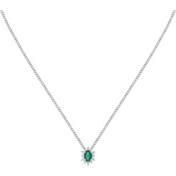 Collana donna Morellato Tesori SAIW151 Realizzato in argento 925 anallergico. Pietre: Cristalli bianchi, e verde.  Lunghezza: 38+4cm. Garanzia: 2 anni Ufficiale Morellato. Confezione: originale Morellato.