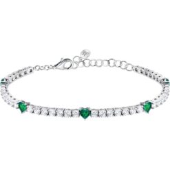 Bracciale donna Morellato Tesori SAIW235 Realizzato in argento 925 anallergico. Pietre: Cristalli bianchi, e verdi. Lunghezza: 16cm+3cm. Garanzia: 2 anni Ufficiale Morellato. Confezione: originale Morellato.