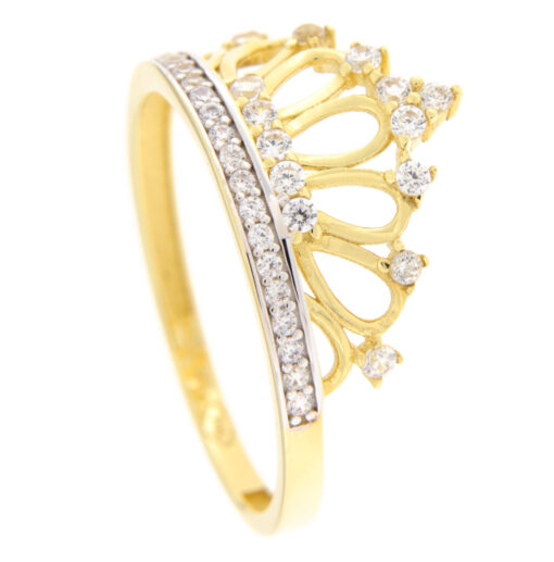 Anello donna a Tiara Oro Giallo 18KT FS8 Realizzato in Oro750‰ (18KT) Garanzia: Laboratorio orafo Taormina Gioielli. Confezione: Regalo, intestata Taormina Gioielli. Pietre: Zirconi bianchi. Per quanto riguarda la misura:  La misura disponibile in pronta consegna è 14. Dalla data di acquisto, l’anello verrà portato alla misura desiderata in 1 giorno lavorativo, ovviamente a nostre spese.