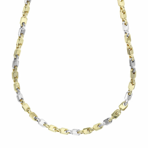 Collana uomo Cerini Tubolare Oro Bicolore 18KT (750) Questo gioiello fa parte di tutta quella merce in Oro 18kt, realizzata o venduta nel nostro store! La vendita di gioielli in Oro 18kt è uno dei nostri punti forti da molti anni, tutta la nostra merce è accompagnata dal certificato di garanzia e dal punzone 750. Lunghezza Collana: 50cm. Garanzia: Laboratorio Orafo Taormina Gioielli. Confezione: Confezione Taormina Gioielli.