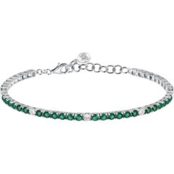 Bracciale donna Morellato Tesori SAIW232 Realizzato in argento 925 anallergico. Pietre: Cristalli bianchi, e verdi. Lunghezza: 16cm+3cm. Garanzia: 2 anni Ufficiale Morellato. Confezione: originale Morellato.