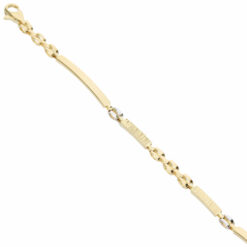 Bracciale uomo Scatolato in Oro Bicolore 18KT (750) Questo gioiello fa parte di tutta quella merce in Oro 18kt, realizzata o venduta nel nostro store! La vendita di gioielli in Oro 18kt è uno dei nostri punti forti da molti anni, tutta la nostra merce è accompagnata dal certificato di garanzia, e il punzone 750. Lunghezza: 21cm. Larghezza: 0,40cm. Chiusura: Moschettone. Garanzia: Laboratorio Orafo Taormina Gioielli. Confezione: Confezione Taormina Gioielli.