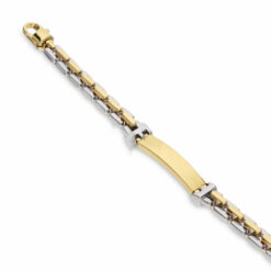 Bracciale uomo in Oro Bicolore 18KT (750) Questo gioiello fa parte di tutta quella merce in Oro 18kt, realizzata o venduta nel nostro store! La vendita di gioielli in Oro 18kt è uno dei nostri punti forti da molti anni, tutta la nostra merce è accompagnata dal certificato di garanzia, e il punzone 750. Lunghezza: 22cm. Larghezza: 0,70cm. Chiusura: Moschettone. Garanzia: Laboratorio Orafo Taormina Gioielli. Confezione: Confezione Taormina Gioielli.