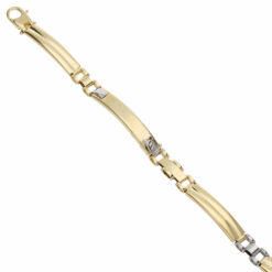 Bracciale uomo Scatolato in Oro Bicolore 18KT (750) Questo gioiello fa parte di tutta quella merce in Oro 18kt, realizzata o venduta nel nostro store! La vendita di gioielli in Oro 18kt è uno dei nostri punti forti da molti anni, tutta la nostra merce è accompagnata dal certificato di garanzia, e il punzone 750. Lunghezza: 20,5cm. Larghezza: 0,60cm. Chiusura: Moschettone. Garanzia: Laboratorio Orafo Taormina Gioielli. Confezione: Confezione Taormina Gioielli.