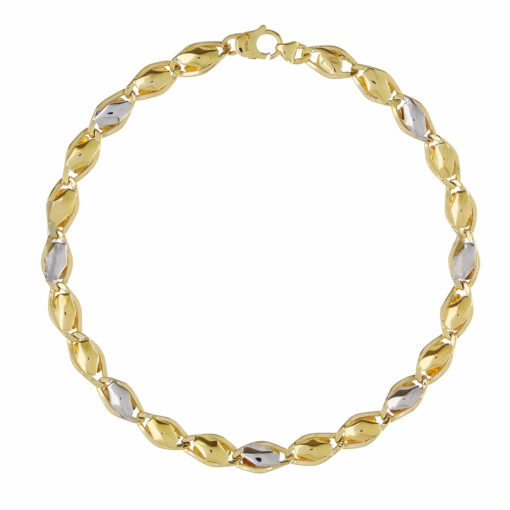 Bracciale uomo Cerini in Oro Bicolore 18KT (750) Questo gioiello fa parte di tutta quella merce in Oro 18kt, realizzata o venduta nel nostro store! La vendita di gioielli in Oro 18kt è uno dei nostri punti forti da molti anni, tutta la nostra merce è accompagnata dal certificato di garanzia, e il punzone 750. Lunghezza: 21cm. Larghezza: 0,60cm. Chiusura: Moschettone. Garanzia: Laboratorio Orafo Taormina Gioielli. Confezione: Confezione Taormina Gioielli.