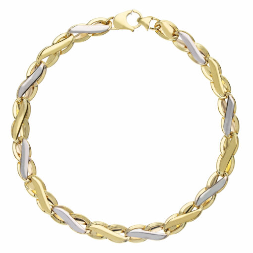 Bracciale uomo Cerini in Oro Bicolore 18KT (750) Questo gioiello fa parte di tutta quella merce in Oro 18kt, realizzata o venduta nel nostro store! La vendita di gioielli in Oro 18kt è uno dei nostri punti forti da molti anni, tutta la nostra merce è accompagnata dal certificato di garanzia, e il punzone 750. Lunghezza: 21cm. Larghezza: 0,70cm. Chiusura: Moschettone. Garanzia: Laboratorio Orafo Taormina Gioielli. Confezione: Confezione Taormina Gioielli.