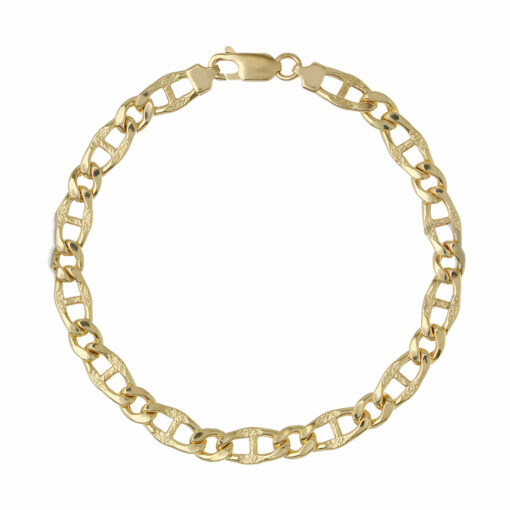 Bracciale uomo a Catena 1+1 Satinata in Oro Giallo 18KT (750) Questo gioiello fa parte di tutta quella merce in Oro 18kt, realizzata o venduta nel nostro store! La vendita di gioielli in Oro 18kt è uno dei nostri punti forti da molti anni, tutta la nostra merce è accompagnata dal certificato di garanzia, e il punzone 750. Lunghezza: 20cm. Larghezza: 0,70cm. Chiusura: Moschettone. Garanzia: Laboratorio Orafo Taormina Gioielli. Confezione: Confezione Taormina Gioielli.