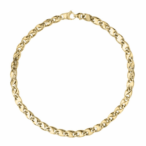 Bracciale uomo Cerini in Oro Giallo 18KT (750) Questo gioiello fa parte di tutta quella merce in Oro 18kt, realizzata o venduta nel nostro store! La vendita di gioielli in Oro 18kt è uno dei nostri punti forti da molti anni, tutta la nostra merce è accompagnata dal certificato di garanzia, e il punzone 750. Lunghezza: 21cm. Larghezza: 0,60cm. Chiusura: Moschettone. Garanzia: Laboratorio Orafo Taormina Gioielli. Confezione: Confezione Taormina Gioielli.