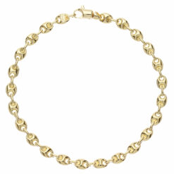 Bracciale uomo Maglia Marinara in Oro Giallo 18KT (750) Questo gioiello fa parte di tutta quella merce in Oro 18kt, realizzata o venduta nel nostro store! La vendita di gioielli in Oro 18kt è uno dei nostri punti forti da molti anni, tutta la nostra merce è accompagnata dal certificato di garanzia, e il punzone 750. Lunghezza: 20cm. Larghezza: 0,60cm. Chiusura: Moschettone. Garanzia: Laboratorio Orafo Taormina Gioielli. Confezione: Confezione Taormina Gioielli.