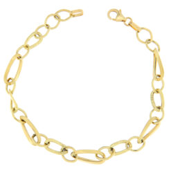 Bracciale donna Catena in Oro Giallo 18KT (750) Questo gioiello fa parte di tutta quella merce in Oro 18kt, realizzata o venduta nel nostro store! La vendita di gioielli in Oro 18kt è uno dei nostri punti forti da molti anni, tutta la nostra merce è accompagnata dal certificato di garanzia, e il punzone 750. Lunghezza: 19,50cm. Larghezza: 0,60cm. Chiusura: Moschettone. Garanzia: Laboratorio Orafo Taormina Gioielli. Confezione: Confezione Taormina Gioielli.