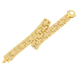 Bracciale donna Tappeto Double Face in Oro Giallo/Bicolore 18KT (750) Questo gioiello fa parte di tutta quella merce in Oro 18kt, realizzata o venduta nel nostro store! La vendita di gioielli in Oro 18kt è uno dei nostri punti forti da molti anni, tutta la nostra merce è accompagnata dal certificato di garanzia, e il punzone 750. Lunghezza: 19cm. Larghezza: 1,30cm. Chiusura: Moschettone. Garanzia: Laboratorio Orafo Taormina Gioielli. Confezione: Confezione Taormina Gioielli.