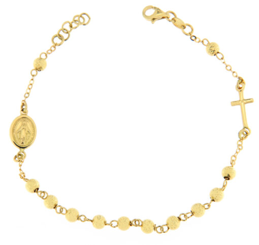 Bracciale Unisex Rosario Sfaccettato in Oro Giallo 18KT (750) Questo gioiello fa parte di tutta quella merce in Oro 18kt, realizzata o venduta nel nostro store! La vendita di gioielli in Oro 18kt è uno dei nostri punti forti da molti anni, tutta la nostra merce è accompagnata dal certificato di garanzia, e il punzone 750. Lunghezza: 21cm. Larghezza: 0,50cm. Chiusura: Moschettone. Garanzia: Laboratorio Orafo Taormina Gioielli. Confezione: Confezione Taormina Gioielli.